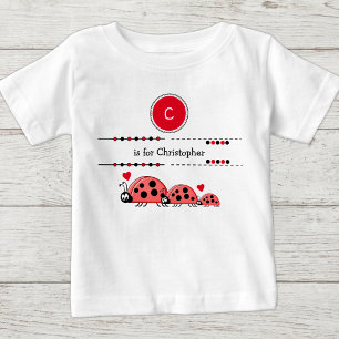 Camiseta Ladybugs adicionam nome preto e vermelho