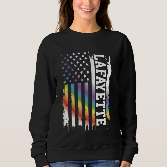 Camiseta Lafayette EUA aflita o arco-íris com US Fl (Frente)