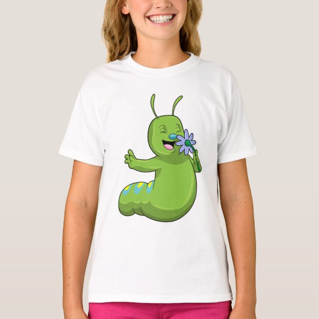 Camiseta Lagarta com margarida (Frente)