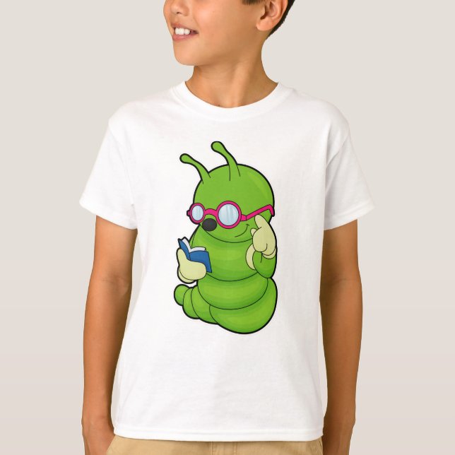 Camiseta Lagarta com óculos de sol e livro (Frente)
