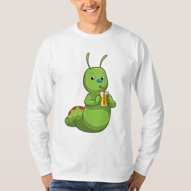 Camiseta Lagarta com Vidro de Sumo de Laranja (Frente)