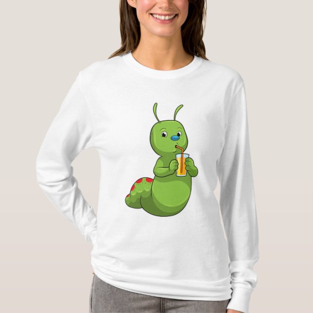 Camiseta Lagarta com Vidro de Sumo de Laranja (Frente)