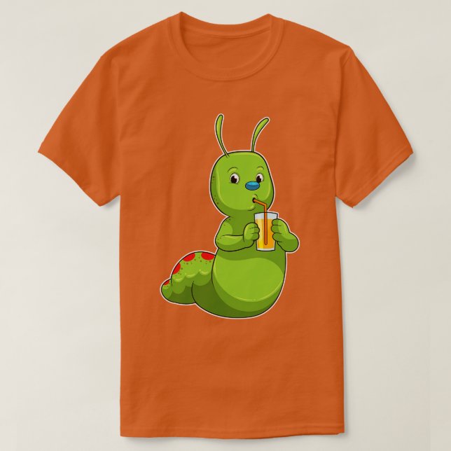 Camiseta Lagarta com Vidro de Sumo de Laranja (Frente do Design)