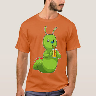 Camiseta Lagarta com Vidro de Sumo de Laranja