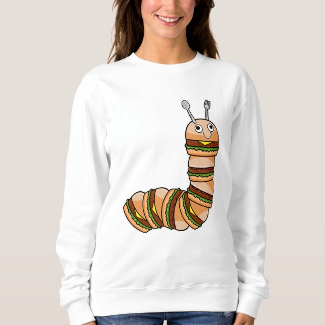 Camiseta Lagarta como Cheeseburger com carne de bovino e sa (Frente)