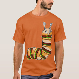 Camiseta Lagarta como Cheeseburger com Salada de Carne