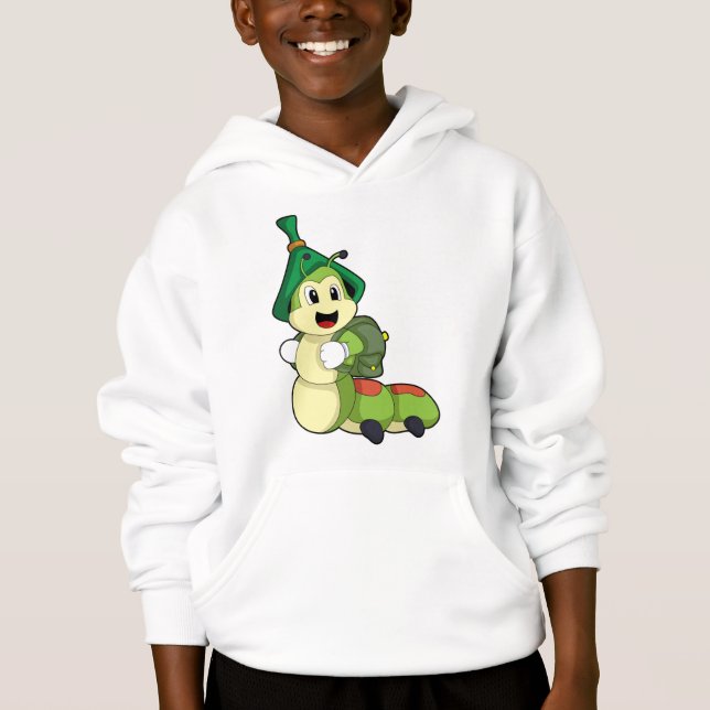 Camiseta Lagarta como Estudante com Mochila (Frente)