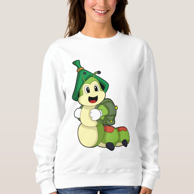 Camiseta Lagarta como Estudante com Mochila (Frente)