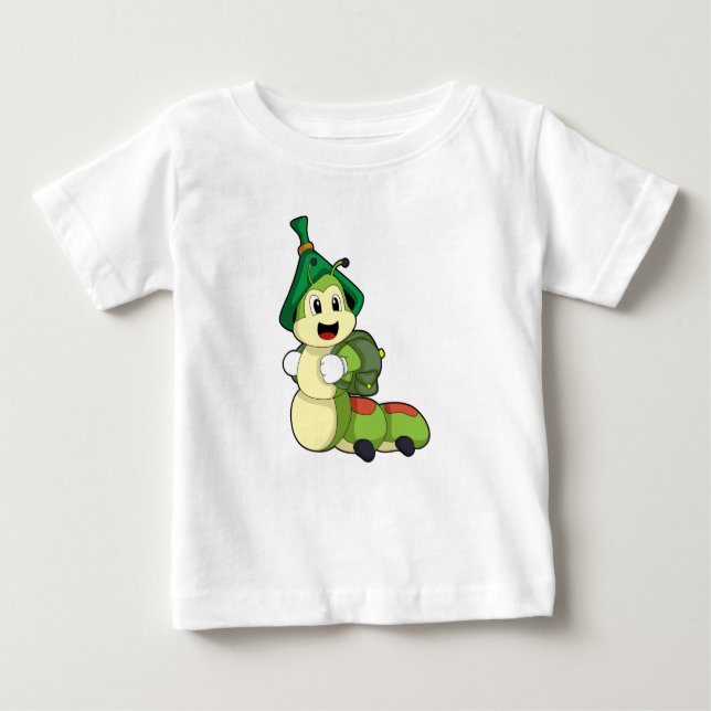 Camiseta Lagarta como Estudante com Mochila (Frente)