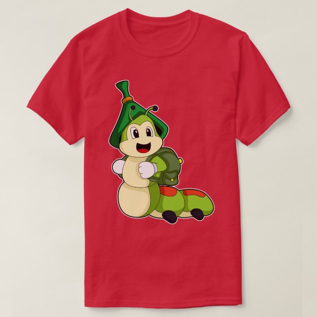 Camiseta Lagarta como Estudante com Mochila (Frente do Design)