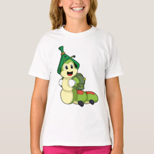 Camiseta Lagarta como Estudante com Mochila