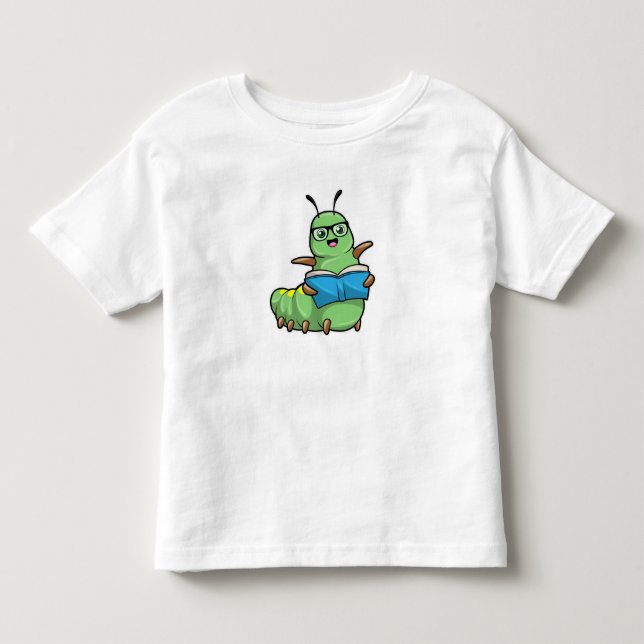 Camiseta Lagarta como Nerd de Livros e Óculos (Frente)