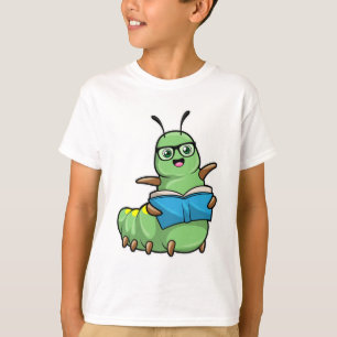 Camiseta Lagarta como Nerd de Livros e Óculos