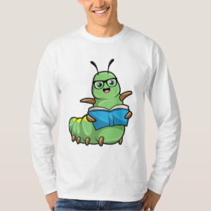 Camiseta Lagarta como Nerd de Livros e Óculos