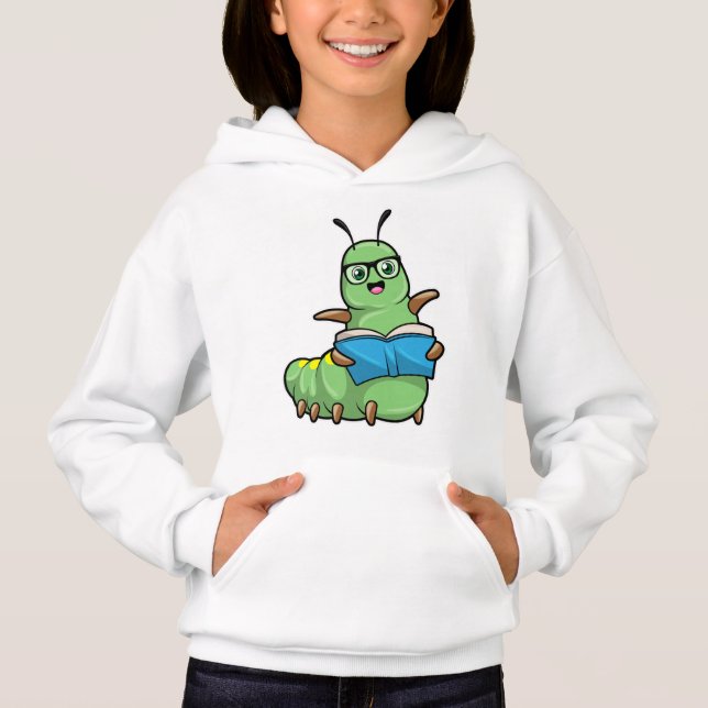 Camiseta Lagarta como Nerd de Livros e Óculos (Frente)