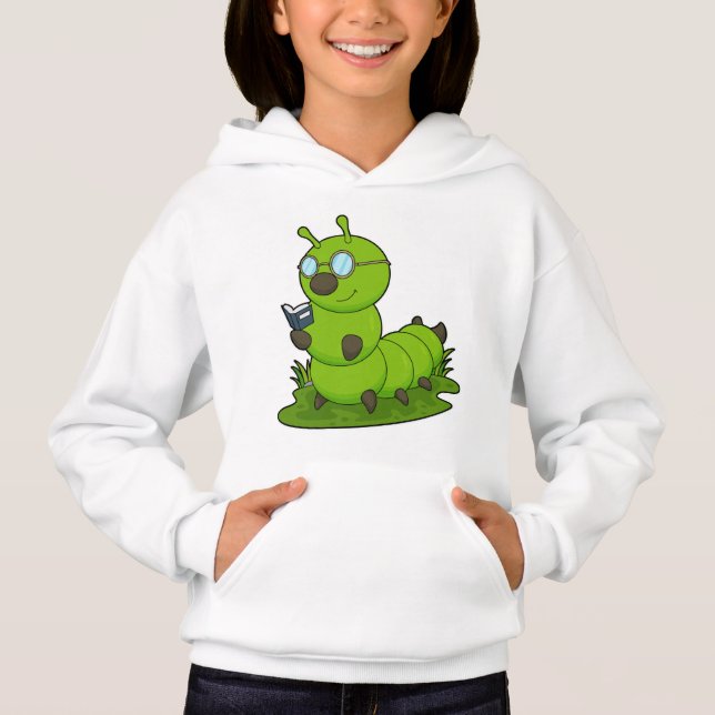 Camiseta Lagarta como Nerd de Óculos e Livro (Frente)