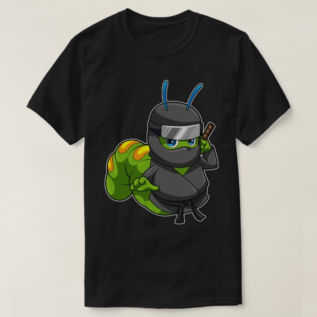 Camiseta Lagarta como Ninja com Espada (Frente do Design)