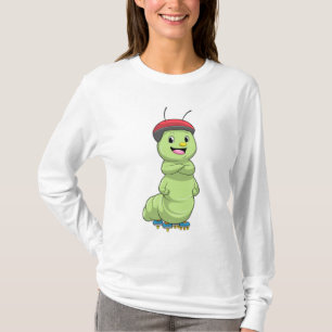 Camiseta Lagarta como patinador em linha com skates de rolo