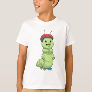 Camiseta Lagarta como patinador em linha com skates de rolo