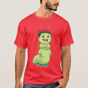 Camiseta Lagarta como patinador em linha com skates de rolo