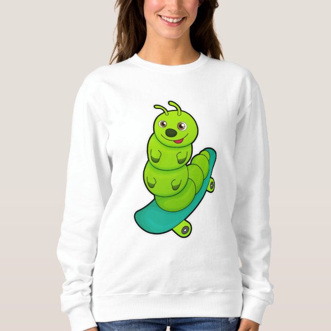 Camiseta Lagarta como Patinadora com skate (Frente)