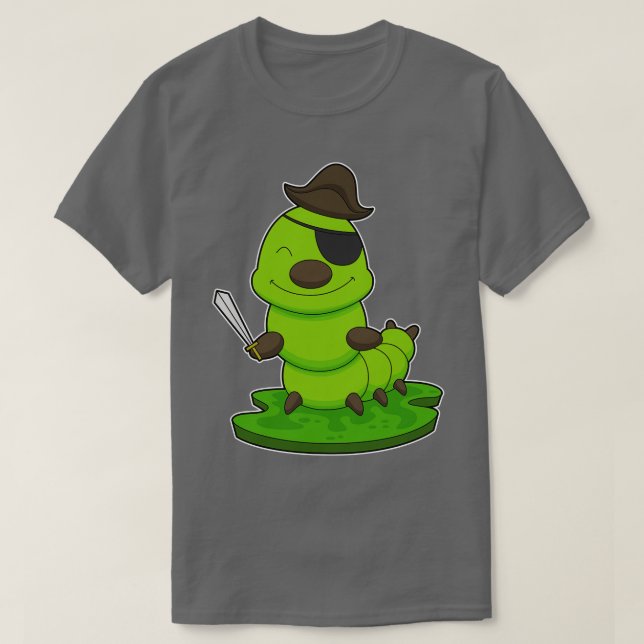 Camiseta Lagarta Como Pirata Com Espada (Frente do Design)