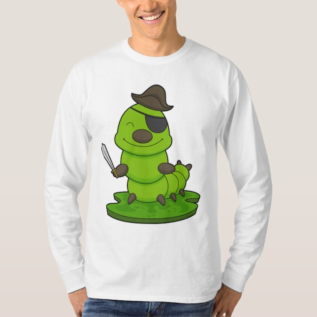 Camiseta Lagarta como Pirata com Espada (Frente)