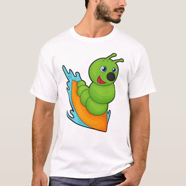 Camiseta Lagarta como Surfer com Surfboard (Frente)