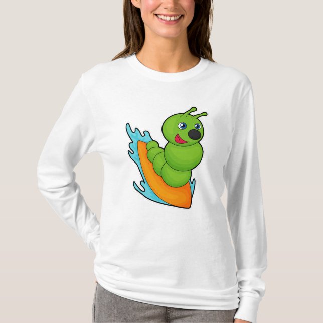 Camiseta Lagarta como Surfer com Surfboard (Frente)