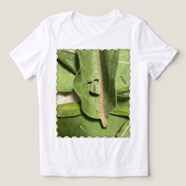 Camiseta Lagarta da Borboleta Monarca Engraçada (Design frontal)