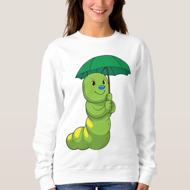 Camiseta Lagarta em chuva com guarda-chuva (Frente)