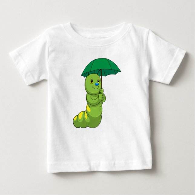 Camiseta Lagarta em chuva com guarda-chuva (Frente)