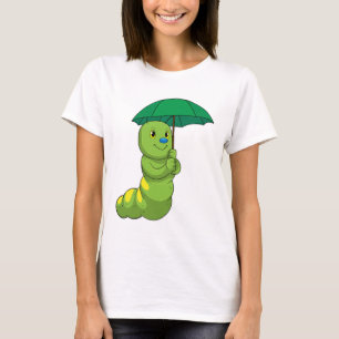 Camiseta Lagarta em chuva com guarda-chuva