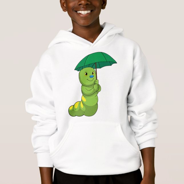 Camiseta Lagarta em chuva com guarda-chuva (Frente)