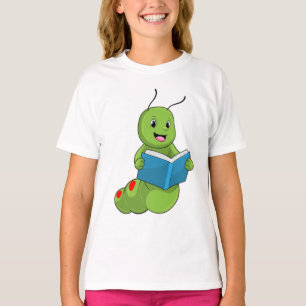 Camiseta Lagarta em Leitura com Livro
