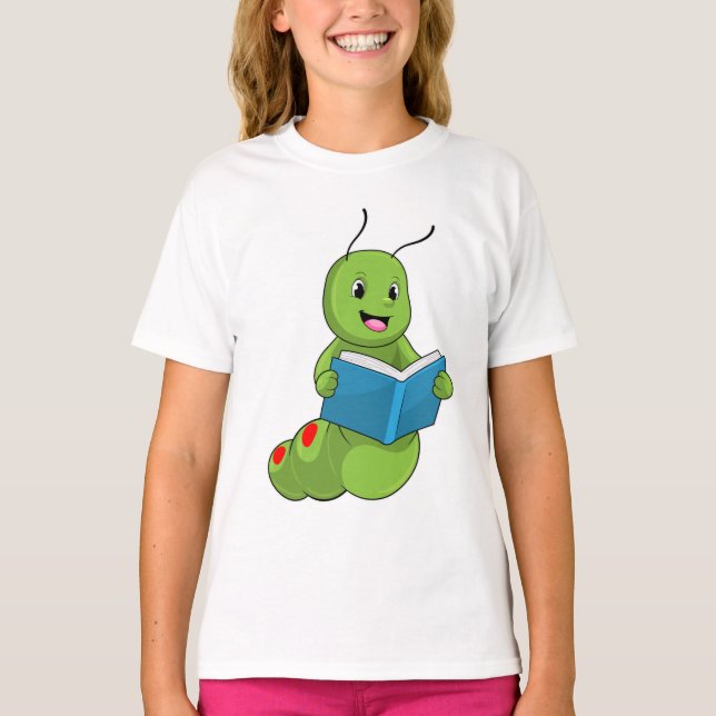 Camiseta Lagarta em Leitura com Livro (Frente)