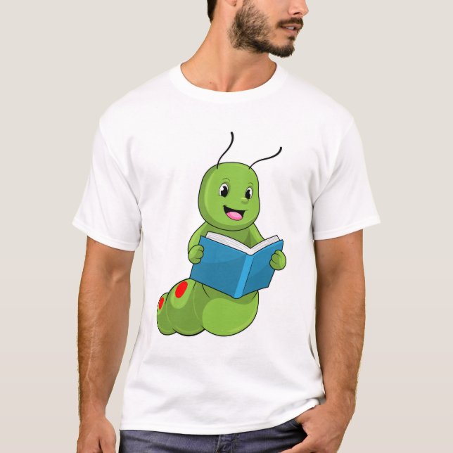 Camiseta Lagarta em Leitura com Livro (Frente)