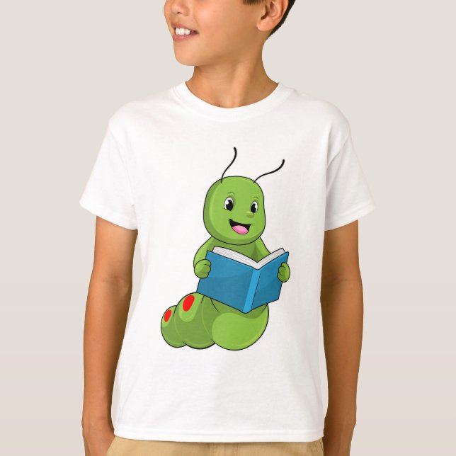 Camiseta Lagarta em Leitura com Livro (Frente)