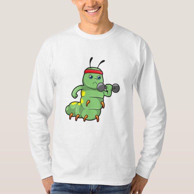 Camiseta Lagarta em treino de força com haltere (Frente)