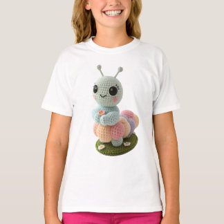 Camiseta Lagarta Fofa Um Amigo de Crochê Caprichoso Camiset