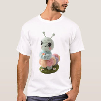 Camiseta Lagarta Fofa Um Amigo de Crochê Caprichoso Camiset