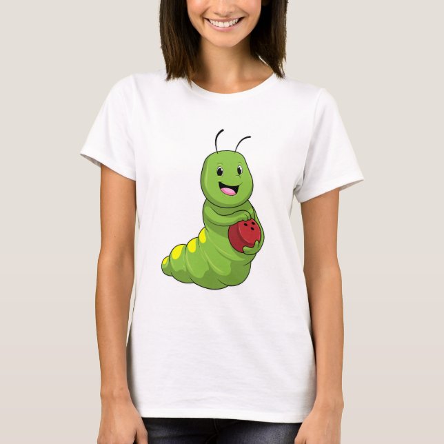 Camiseta Lagarta no boliche com bola de boliche (Frente)