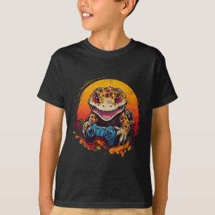 Camiseta Lagartixa Leopardo Jogando Video Game Lagarto E Ré