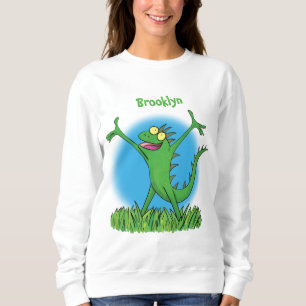 Camiseta Lagarto animado animado com iguana verde engraçado