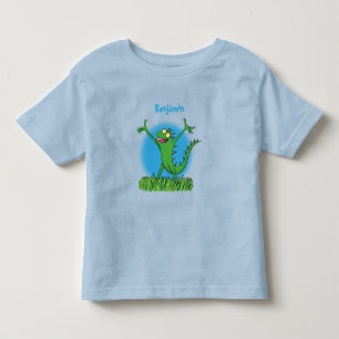 Camiseta Lagarto animado animado com iguana verde engraçado