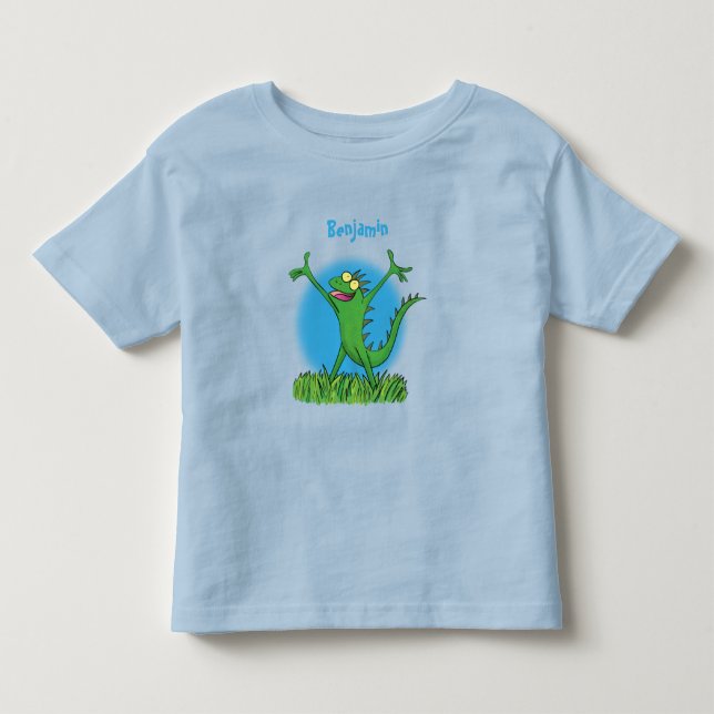 Camiseta Lagarto animado animado com iguana verde engraçado (Frente)