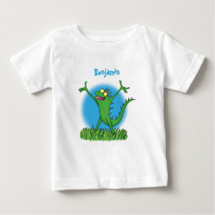 Camiseta Lagarto animado animado com iguana verde engraçado