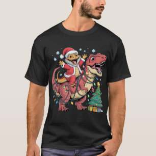 Camiseta Lagarto do Papai Noel Animado Montado em T-Rex