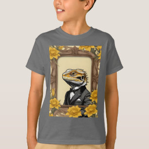 Camiseta Lagarto Dragão Barbudo Cavalheiro Emoldurado Em Um