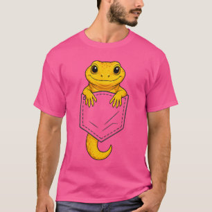 Camiseta Lagarto Engraçado Espiando no Bolso Gecko Leopardo